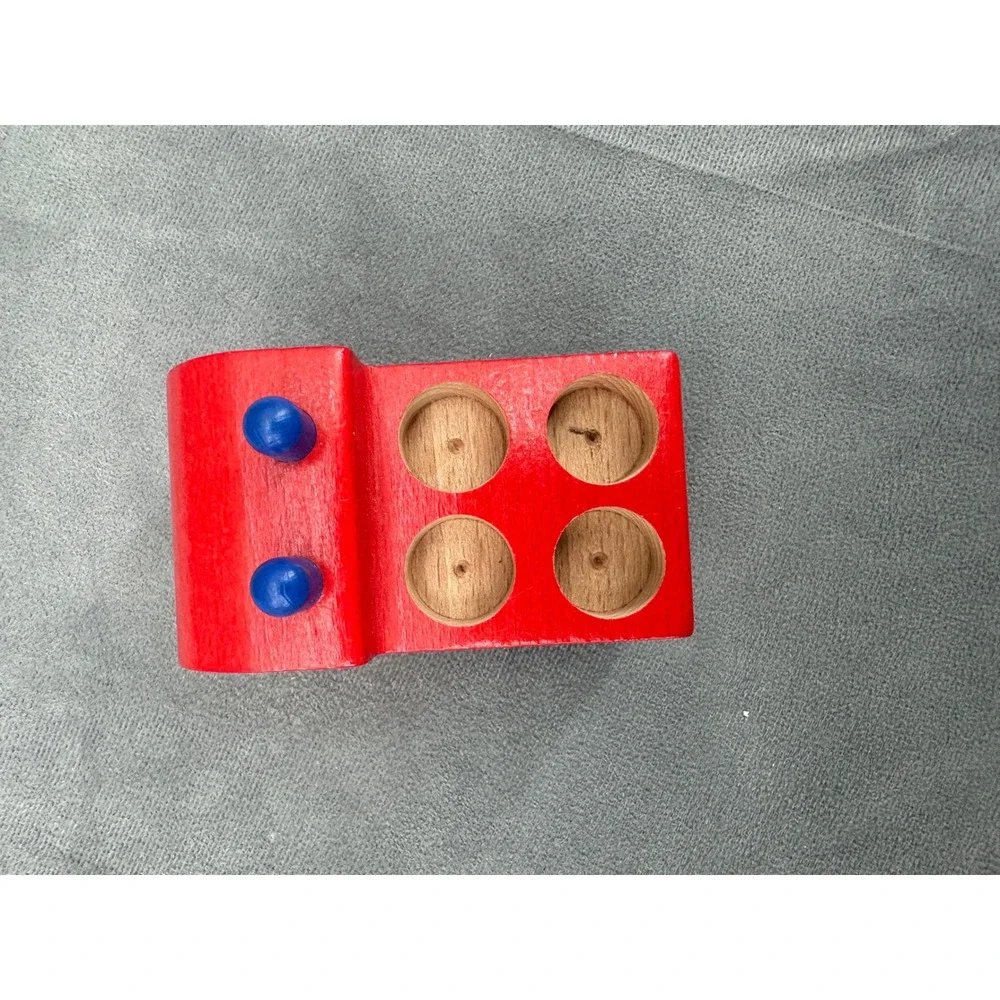 Wooden Fire Truck Holes on Top No Brand Board Game Toy Kids Red Blue
